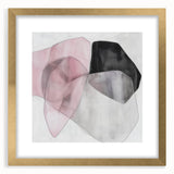 Large Abstract Wall Art – Soft Pink, Black & Gray Overlap Canvas
