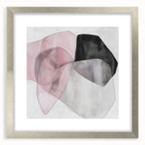 Large Abstract Wall Art – Soft Pink, Black & Gray Overlap Canvas