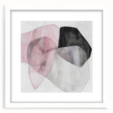 Large Abstract Wall Art – Soft Pink, Black & Gray Overlap Canvas