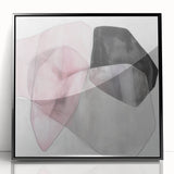 Large Abstract Wall Art – Soft Pink, Black & Gray Overlap Canvas