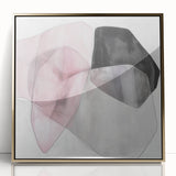 Large Abstract Wall Art – Soft Pink, Black & Gray Overlap Canvas