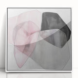 Large Abstract Wall Art – Soft Pink, Black & Gray Overlap Canvas
