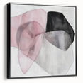 Large Abstract Wall Art – Soft Pink, Black & Gray Overlap Canvas