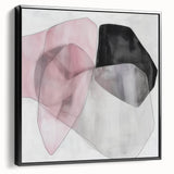 Large Abstract Wall Art – Soft Pink, Black & Gray Overlap Canvas