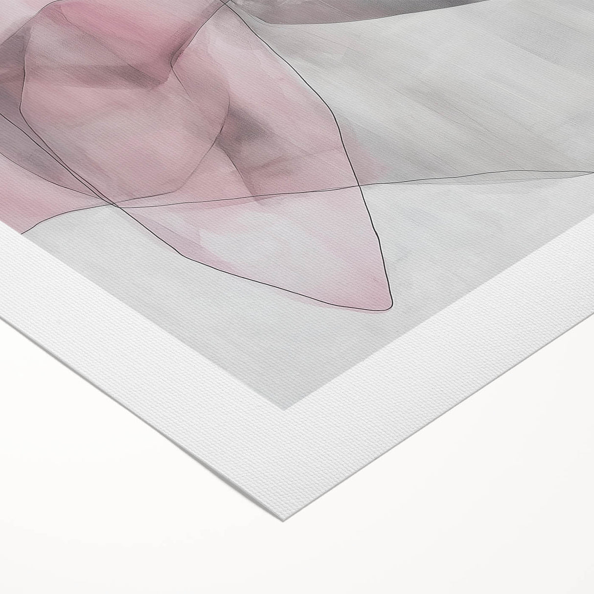 Large Abstract Wall Art – Soft Pink, Black & Gray Overlap Canvas
