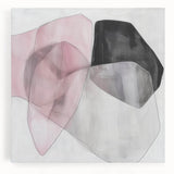 Large Abstract Wall Art – Soft Pink, Black & Gray Overlap Canvas