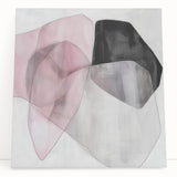 Large Abstract Wall Art – Soft Pink, Black & Gray Overlap Canvas