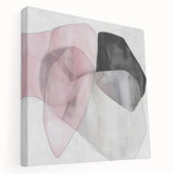 Large Abstract Wall Art – Soft Pink, Black & Gray Overlap Canvas