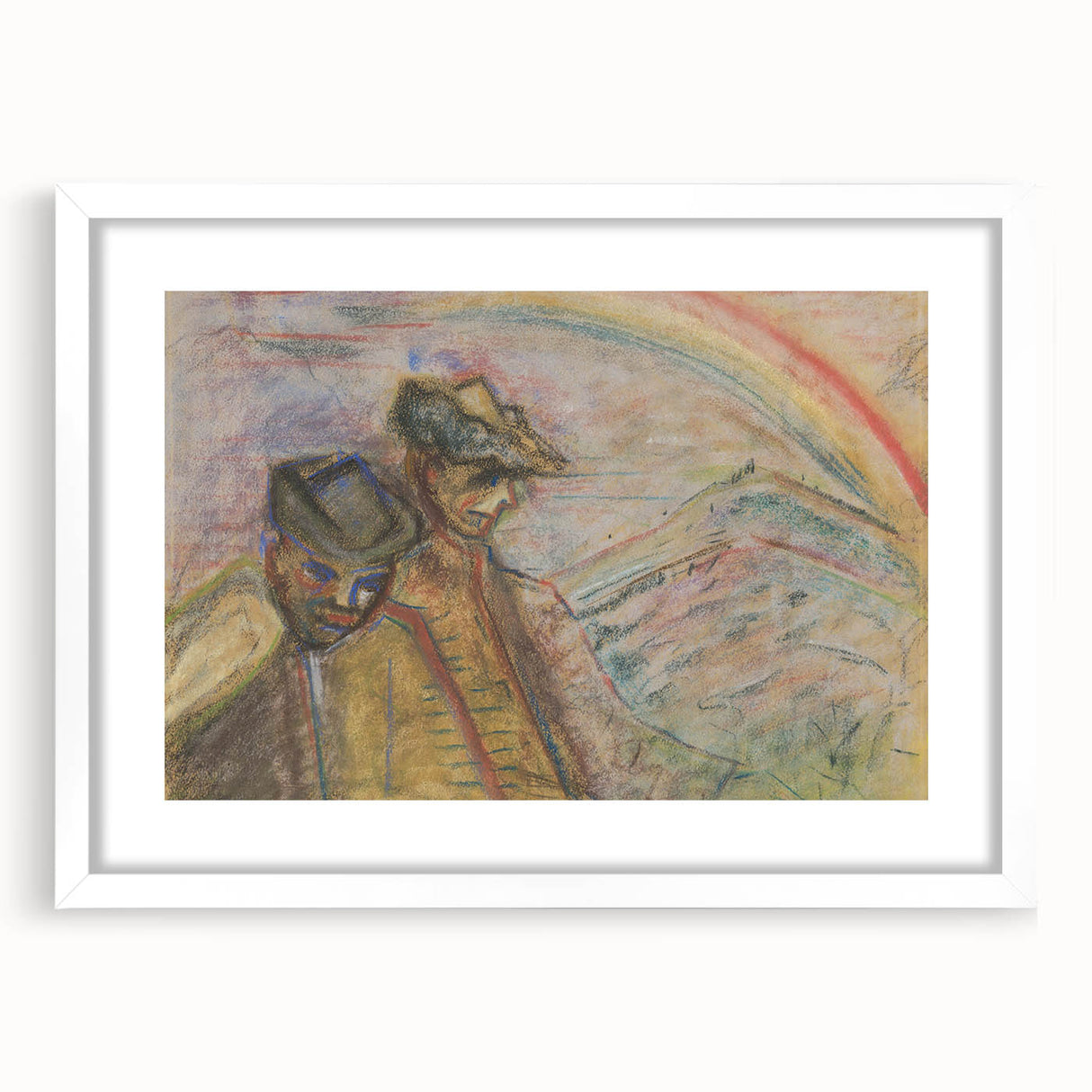 Expressionist Art: Two Men in Landscape - Abstract Expressionism Print