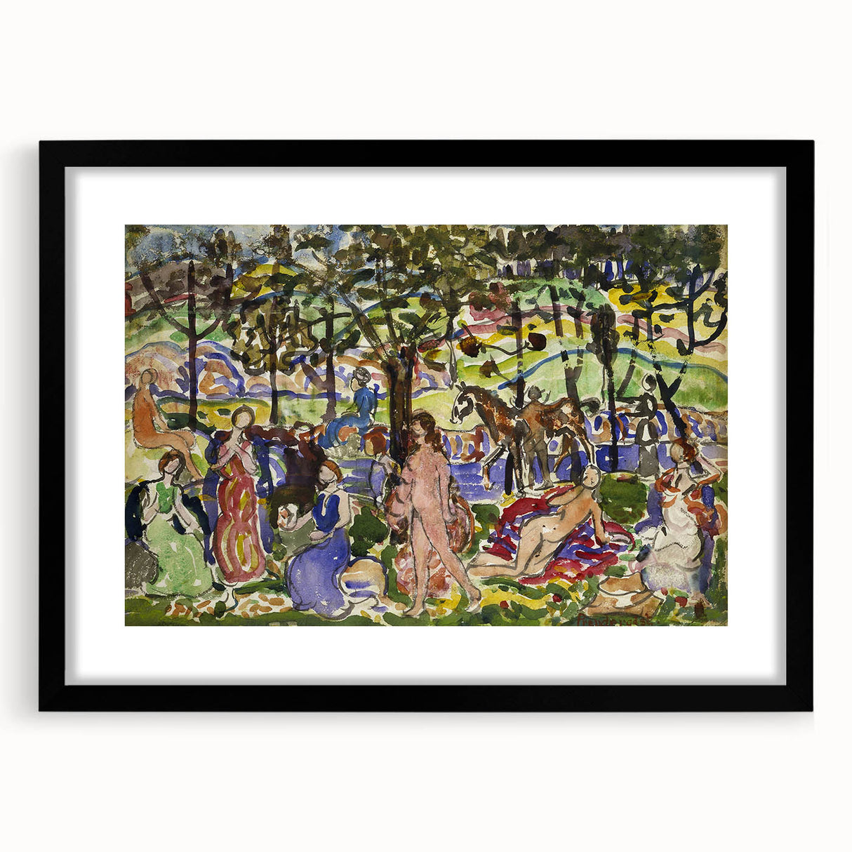 Prendergast Park Scene - Colorful Impressionist Wall Art Print