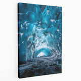 Stretched canvas artwork depicting a vibrant landscape with intricate cave formations, showcasing earthy tones and textures, ideal for enhancing modern home decor.