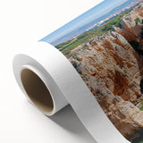 Stunning rolled canvas artwork showcasing a vibrant landscape with dramatic cliffs and serene skies, ideal for enhancing home decor and artistic expression.
