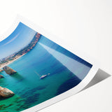 Stunning landscape print showcasing dramatic cliffs and vibrant colors, rolled for easy storage and shipping, ideal for home or office decor. Perfect for nature enthusiasts seeking to enhance their space with breathtaking views.