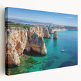 Stretched canvas artwork depicting a dramatic cliff landscape with vibrant colors and intricate details, showcasing natural beauty suitable for home decor.