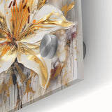 Golden Lily Wall Art – Elegant Floral Canvas for Living Room
