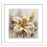 Golden Lily Wall Art – Elegant Floral Canvas for Living Room