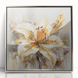 Golden Lily Wall Art – Elegant Floral Canvas for Living Room