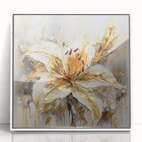 Golden Lily Wall Art – Elegant Floral Canvas for Living Room