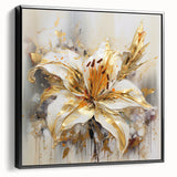 Golden Lily Wall Art – Elegant Floral Canvas for Living Room