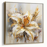 Golden Lily Wall Art – Elegant Floral Canvas for Living Room