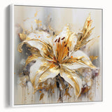 Golden Lily Wall Art – Elegant Floral Canvas for Living Room