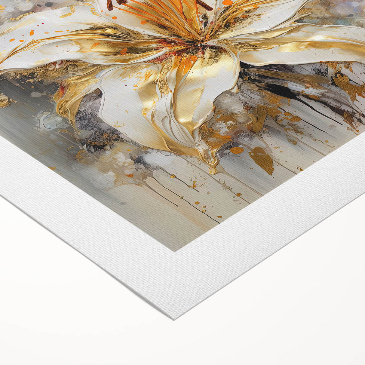 Golden Lily Wall Art – Elegant Floral Canvas for Living Room