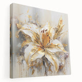 Golden Lily Wall Art – Elegant Floral Canvas for Living Room