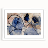 Luxury Office Wall Art - Navy Gold & Blush Abstract Canvas