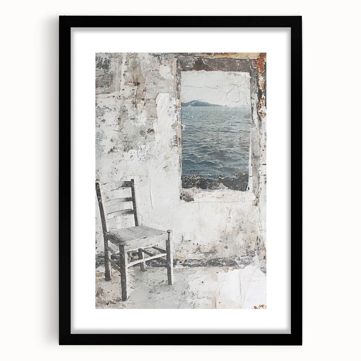 Abstract architectural wall art framed in black, showcasing geometric patterns in muted tones, perfect for modern home decor. Ideal for enhancing living spaces.