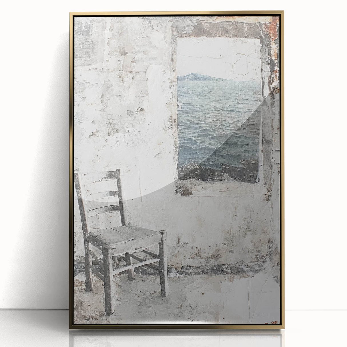 Framed abstract architecture wall art with gold accents, showcasing a contemporary design. Perfect for modern interiors, enhancing aesthetics with elegance.
