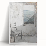 Framed abstract architecture wall art in a sleek white frame, showcasing geometric patterns and vibrant colors, perfect for modern home decor.