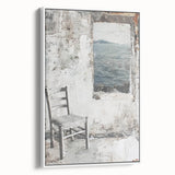 Framed abstract architecture wall art featuring a sleek white design, showcasing geometric shapes and clean lines, perfect for modern home decor.