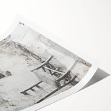 Abstract architectural wall art print showcasing geometric shapes and neutral tones, rolled and ready for framing, ideal for modern home decor.