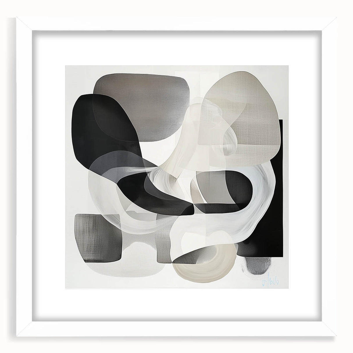 Abstract geometric frame with a white mat, showcasing a modern design, perfect for contemporary decor. Ideal for displaying artwork or photographs in stylish interiors.