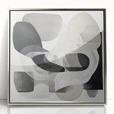 Abstract geometric design framed in silver acrylic, showcasing sharp angles and modern lines, perfect for contemporary decor. Ideal for living room or office aesthetics.