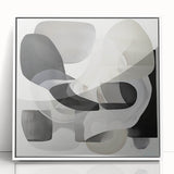 Framed acrylic artwork showcasing an abstract geometric design in white, featuring sharp angles and a modern aesthetic, perfect for contemporary decor.