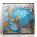 Framed abstract artwork with gold splatters on a white background, showcasing a modern design that's perfect for contemporary home decor. Ideal for adding a touch of elegance to living spaces.