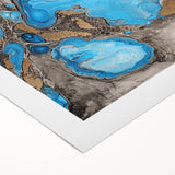 Abstract splatter art on rolled canvas showcasing vibrant colors and dynamic patterns, ideal for modern home decor, packaged securely in a cardboard tube.