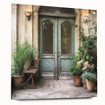 Acrylic print of a large abstract door design in earth tones, suitable for bedroom or dining room decor.