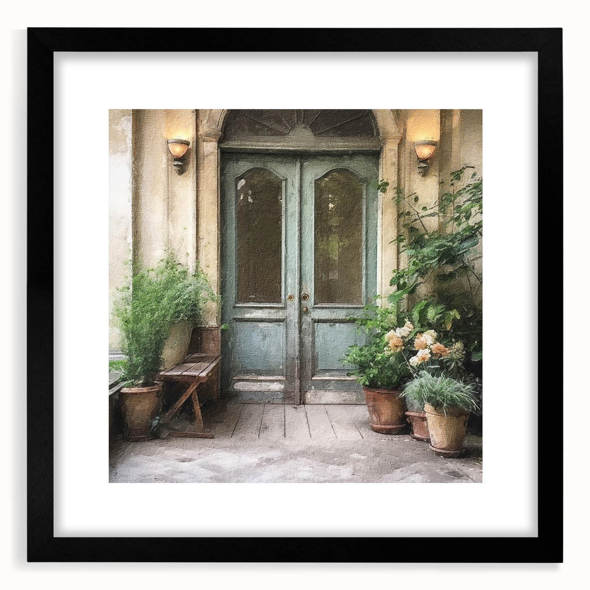 Abstract art print featuring vibrant, colorful textures on a large canvas, ideal for living room decor.