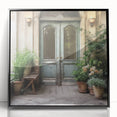 Large abstract wall art featuring a mid-century modernist door design in black and white, acrylic print.