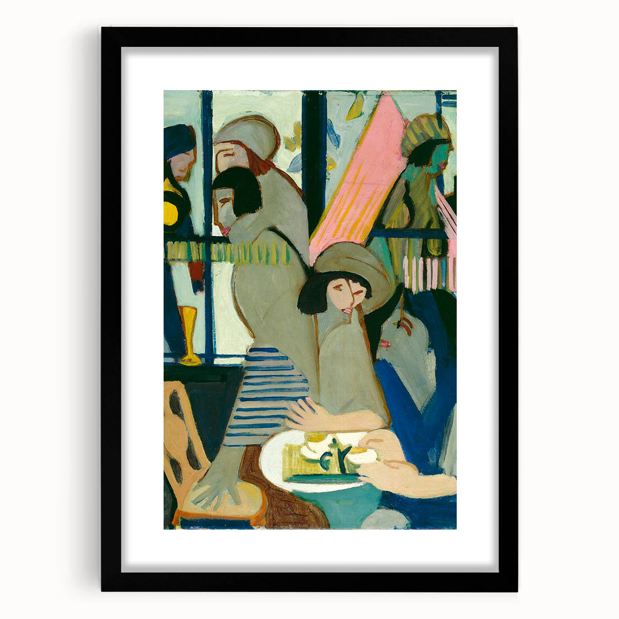 Expressionist Cafe Scene – Vibrant Abstract Cafe Wall Art by Kirchner