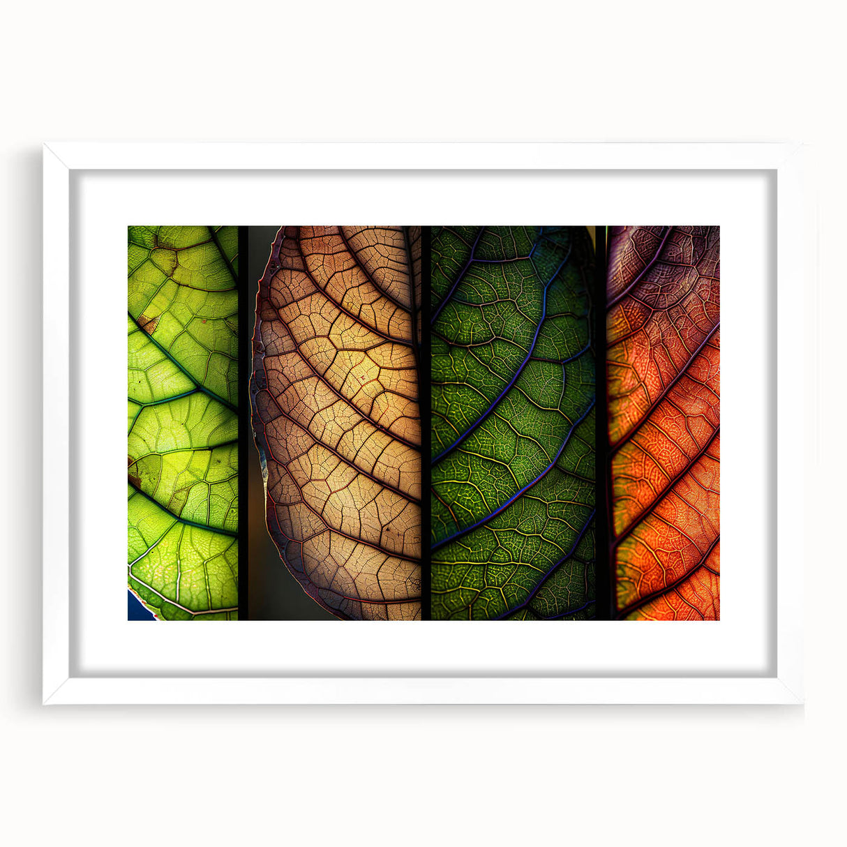 Elegant floral wall art featuring vibrant flowers and green leaves in a white frame with a mat, ideal for brightening home decor and adding a touch of nature.