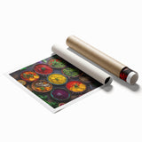 Extra large rolled print featuring assorted floral art in soft pastel shades, ideal for classy bathroom wall art.