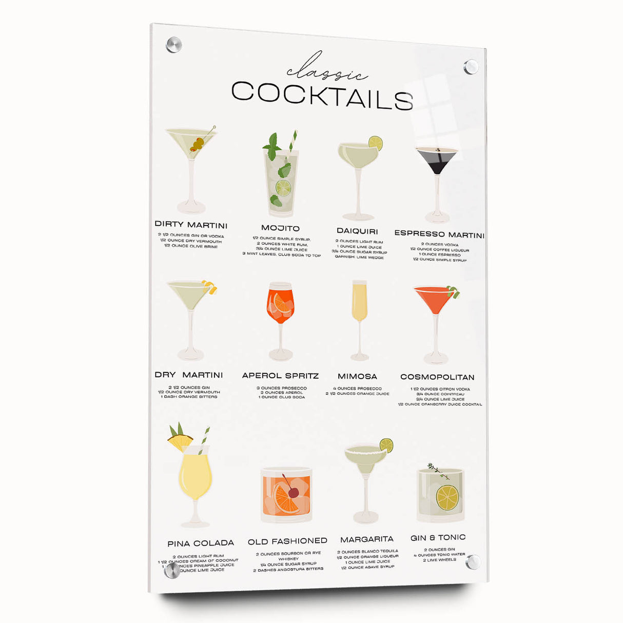 Large abstract wall art featuring assorted beverages in vibrant colors on acrylic glass, ideal for dining room decor.