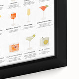 Extra large framed canvas featuring textured black wall art with colorful abstract food and drink motifs.