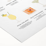 Art deco poster featuring a stylized cocktail glass in bold black and gold tones on rolled canvas.