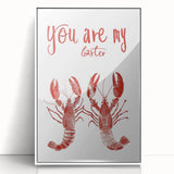 Art deco poster featuring a minimalist fruit illustration in pastel hues on a white acrylic framed canvas.