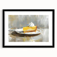 Extra large framed wall art featuring an abstract print of colorful pastries in textured style, ideal for living room decor.