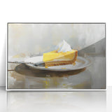 Art deco poster featuring an assortment of pastries in muted pastel tones, framed in white acrylic.